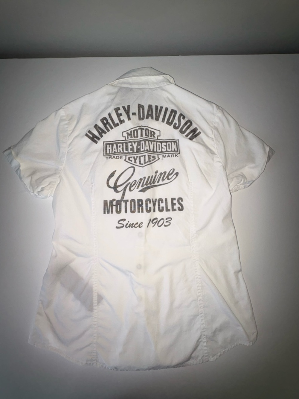 Harley-Davidson Button Down Shirt Small White Logo Snap Front